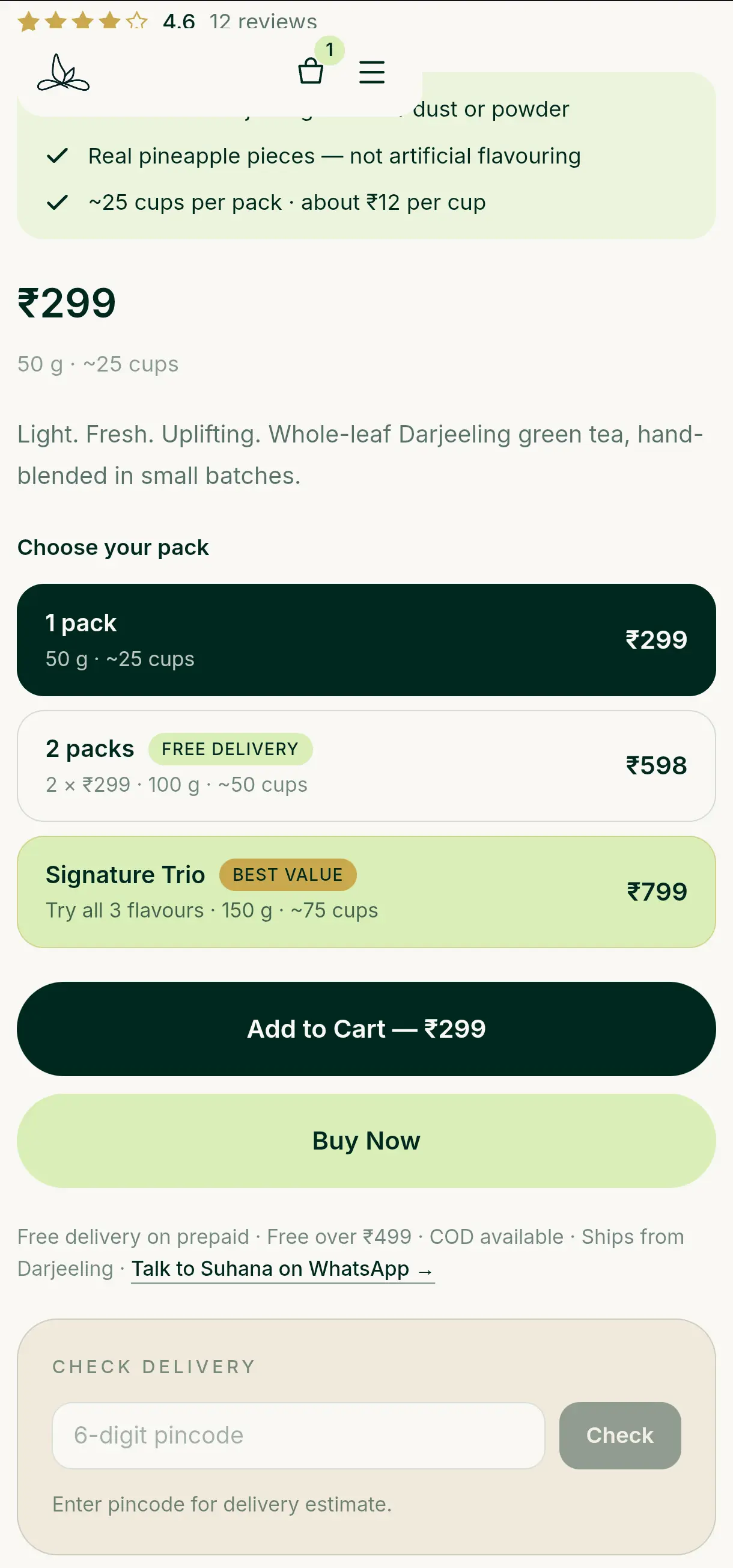 The real pack selector, price, and buy buttons on a phone, built on CharvaX